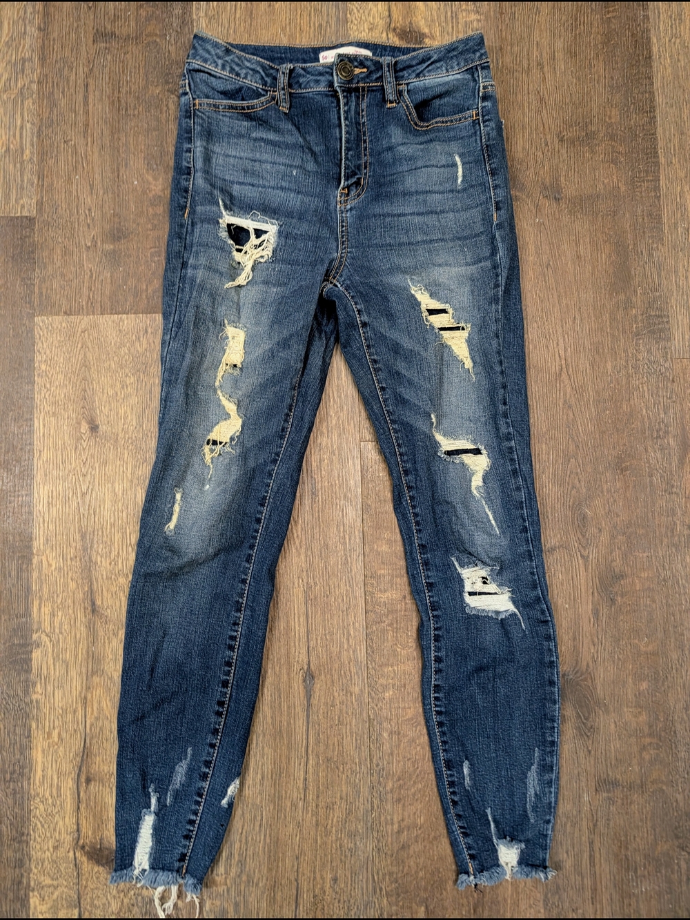 SO Distressed Dark Blue Skinny Jeans